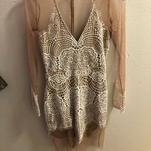 Tan sheer backless dress